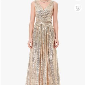 Kate Kasin Gold Sequin formal dress